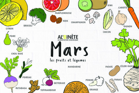 Que retrouve-t-on dans nos étals de fruits et légumes en ce mois de mars ?